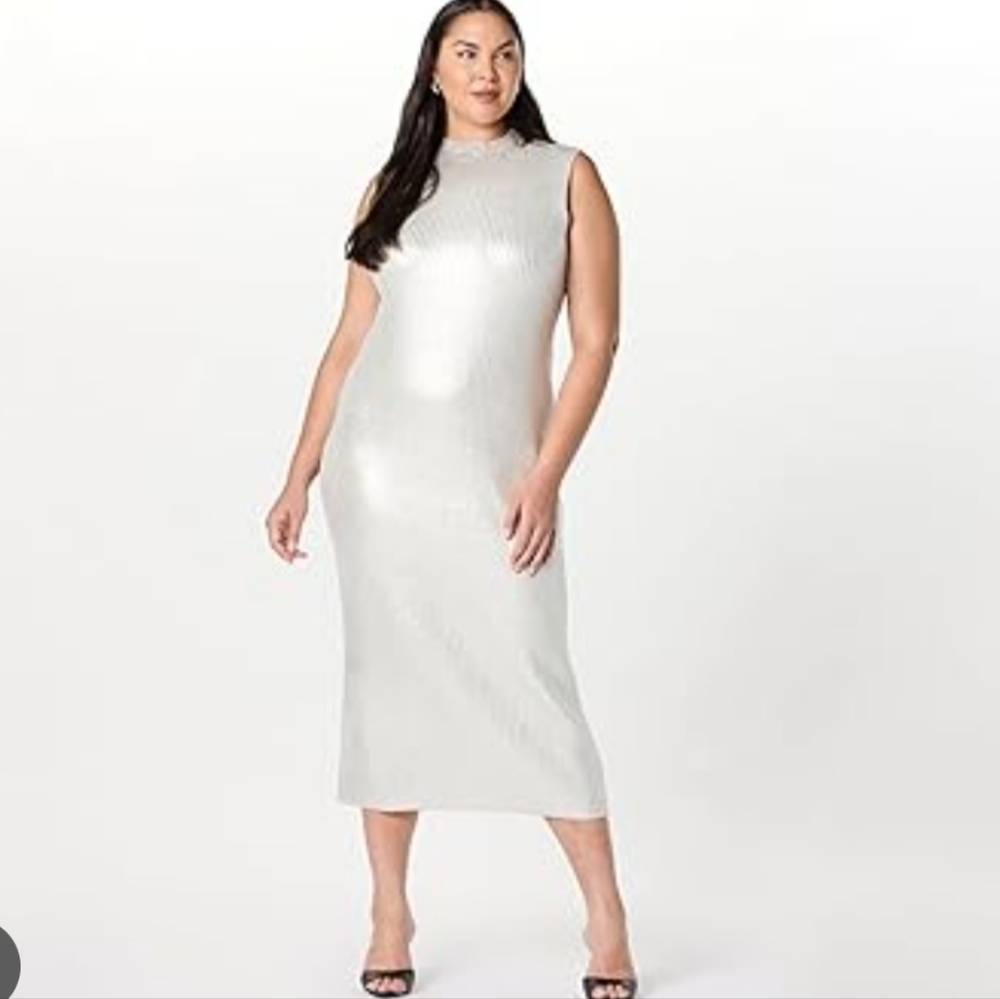NWT The Drop Elegant Sleeveless Sweater Dress In Silver Size 2X